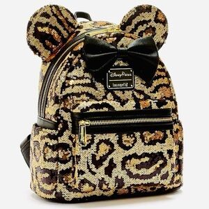 Minnie Mouse Leopard Cheetah Sequined Print Loungefly Mini Backpack
